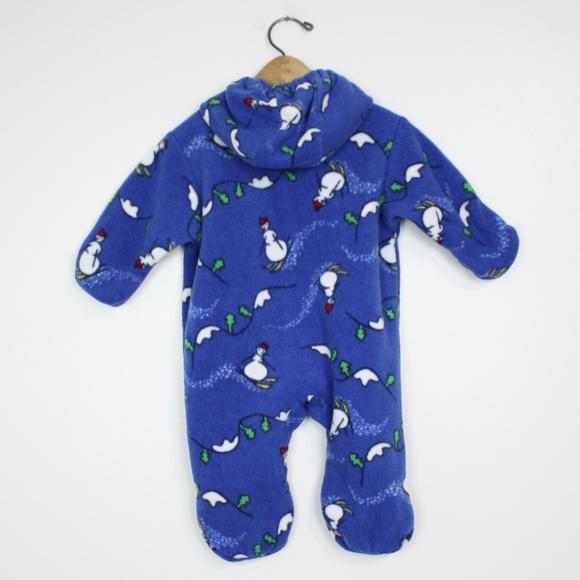 Columbia Blue Fleece Snowman Bunting Suit Sz 6-12m - Picture 2 of 3